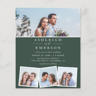 Casamento de Colagem de Fotos Verde Escuro Minimal