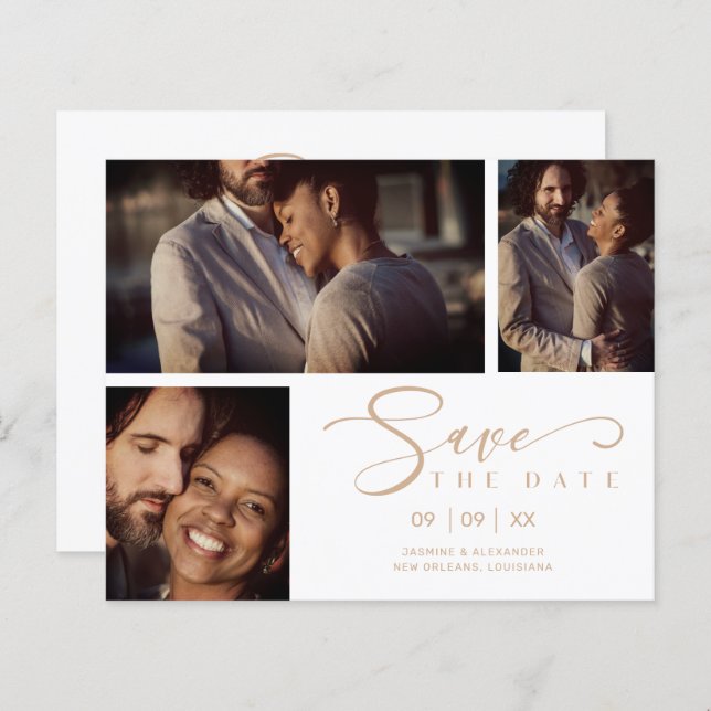 Casamento de Colagem de Trendagem Branca 3 Imagens (Frente/Verso)