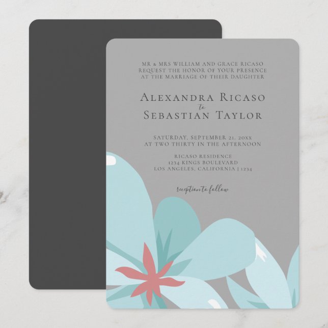 Casamento de Coleção de Ampersand Floral Elegante (Frente/Verso)