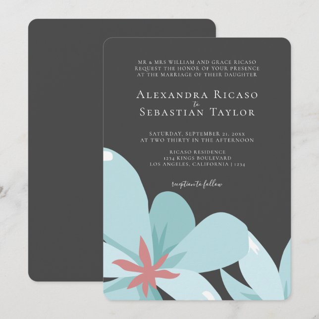 Casamento de Coleção de Ampersand Floral Elegante (Frente/Verso)