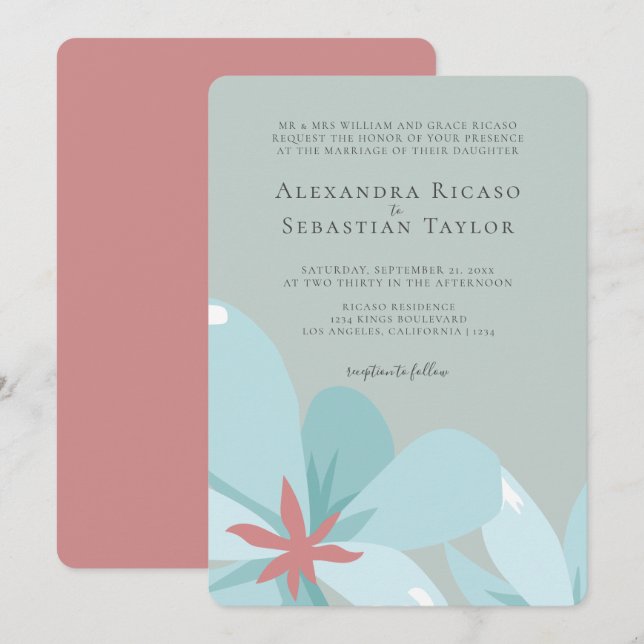 Casamento de Coleção de Ampersand Floral Elegante (Frente/Verso)