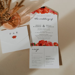 Casamento de coloração d'água com cachos vermelhos