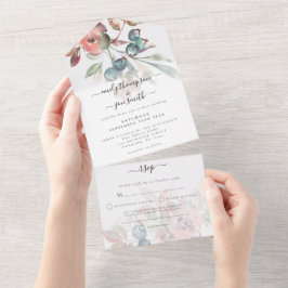 Casamento de Convidados Florais Rosa Turquesa