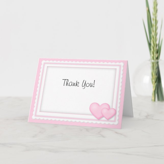 Casamento de Corações Rosa Obrigado Notas (Frente)