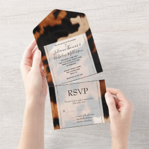 Casamento de Cowhide de Creme Negro Castanho