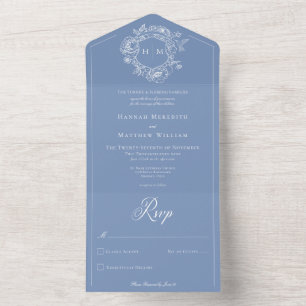 Casamento de Crest de Aves da Chinoiserie Azul Ele