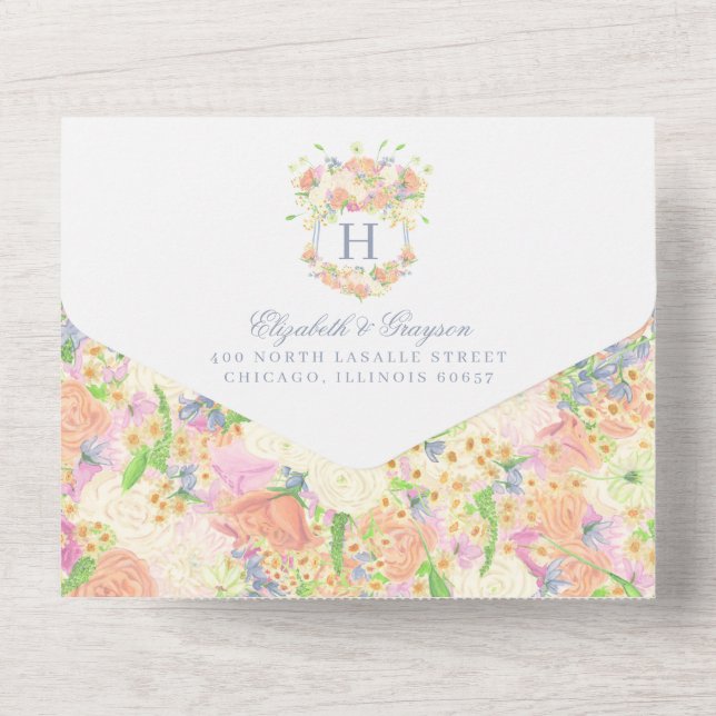 Casamento de Crest do Festa Floral de Watercolor (Verso)