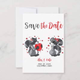 Casamento de Cute Raccoon Salve o Anúncio de Data