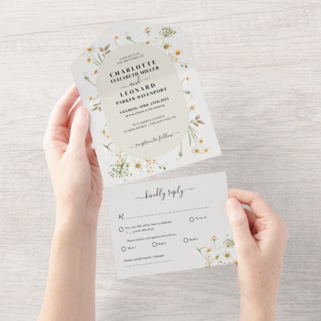 Casamento De Daisy Wildflower Em Um Convite (Tearaway)