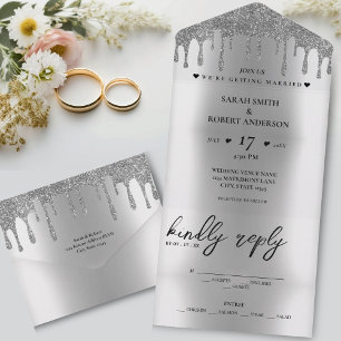 Casamento de Derramamento de Silver Glitter