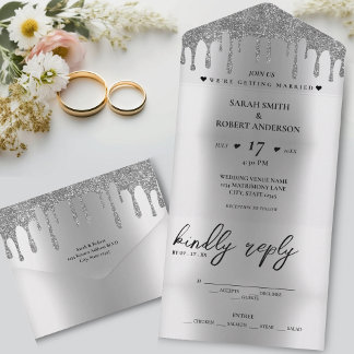 Casamento de Derramamento de Silver Glitter