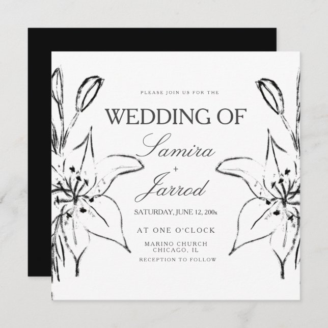 Casamento de Desenho de Tinta Lily Line (Frente/Verso)
