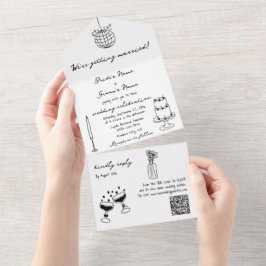 Casamento de Desenhos Negros Desenhados à Mão