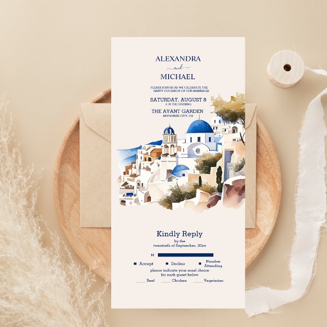 Casamento de Destino de Watercolor Santorini (Criador carregado)