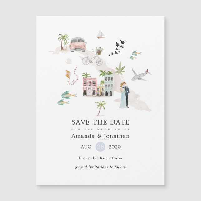 Casamento de Destino em Cuba com Aquarela (Frente)