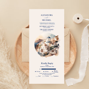 Casamento de Destino em Santorini com Aquarela Tud