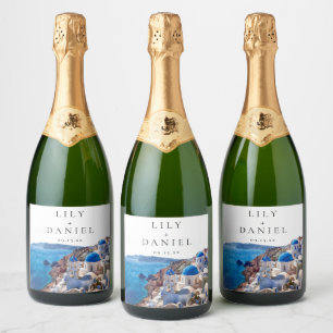 Casamento de Destino em Santorini Grécia aquarela