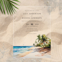 Casamento de Destino Tropical em Aquarela