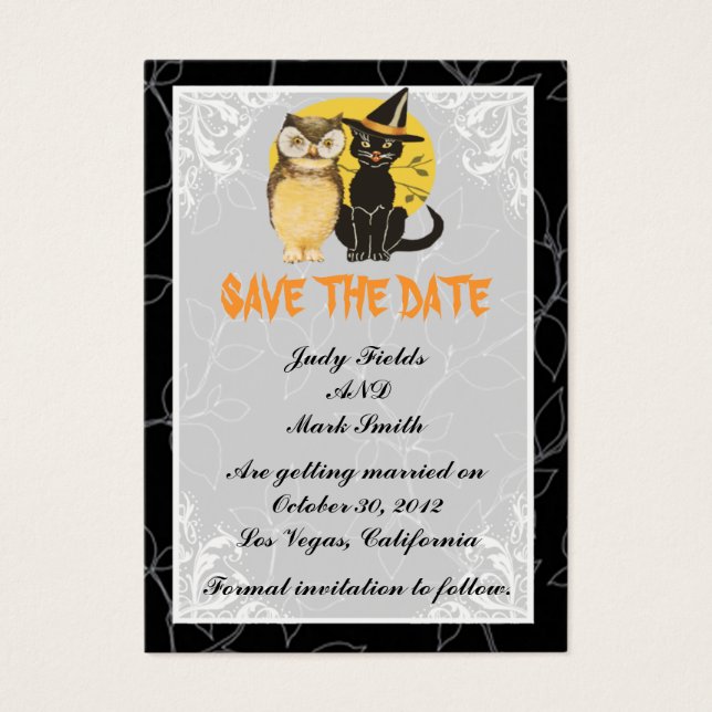 Casamento de Dia das Bruxas de Cat & Owl Guarde o  (Frente)