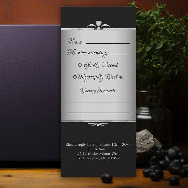 Casamento de Dia das Bruxas de Negra Negra Spooky  (gothic Halloween Wedding black deco rsvp response cards
)
