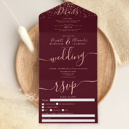 casamento de dourado-rosa confetti burgundy