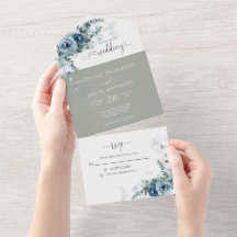 Casamento de Elegante Floral Dusty Blue Greenery