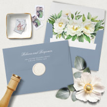 Casamento de Endereço Personalizado Floral Azul do