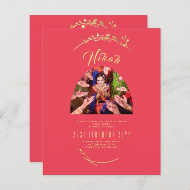 Casamento de Engajamento Fotográfico NIKAH Red Gol (Frente/Verso)