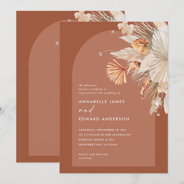 Casamento de erva da boêmia moderna terracotta pam (Frente/Verso)