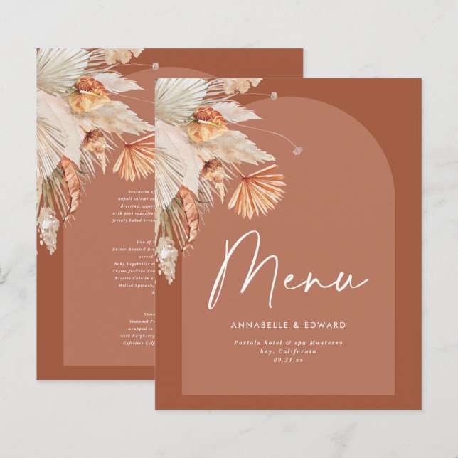 Casamento de erva da boêmia moderna terracotta pam (Frente/Verso)