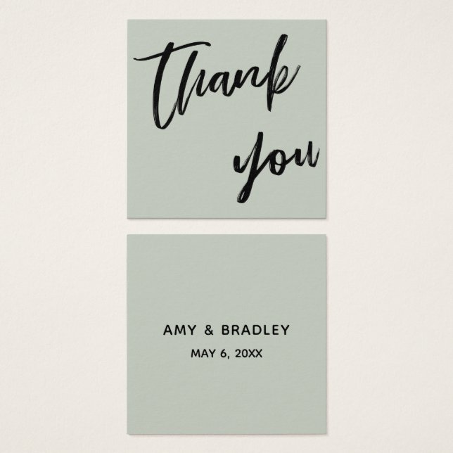 Casamento de Escrita Manual Casual Obrigado Sage (Frente & Verso)