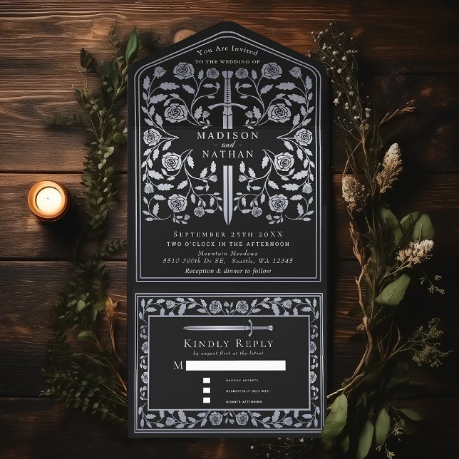 Casamento de Espada Real Medieval Negra Silver (Criador carregado)
