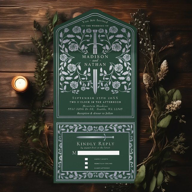 Casamento de Espada Real Medieval Silver Green (Criador carregado)