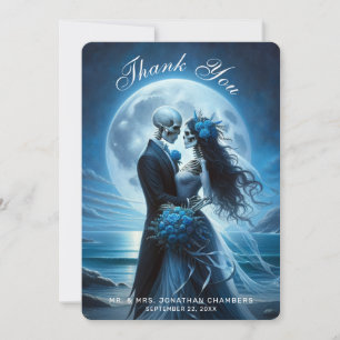 Casamento de Esqueleto Azul Gótico Agradecimento