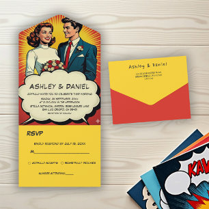 Casamento de Estilo de Quadrinhos Retro de Casal R