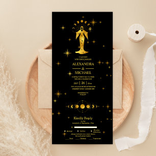 Casamento de Estrelas Celestiais Douradas Místicas