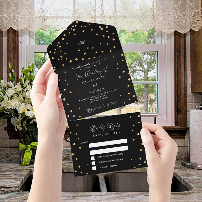 Casamento de estrelas douradas pretas (Criador carregado)