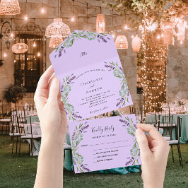 Casamento de eucalipto floral com violeta lavanda