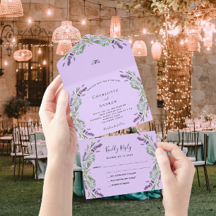 Casamento de eucalipto floral com violeta lavanda