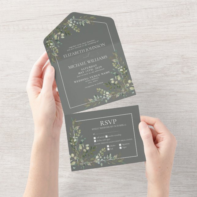 Casamento de Eucalyptus Botânico Refeições Verdes (Aba destacável)