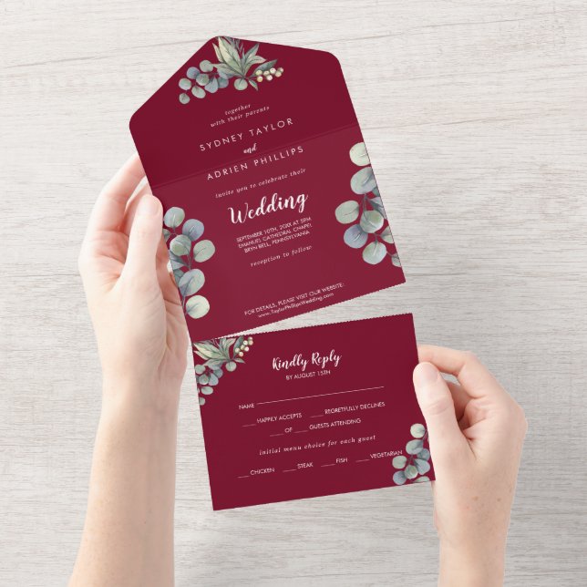 Casamento de Eucalyptus Burgundy, em Greenerescênc (Aba destacável)