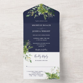 Casamento de Eucalyptus Greenery Marinho Azul Mono