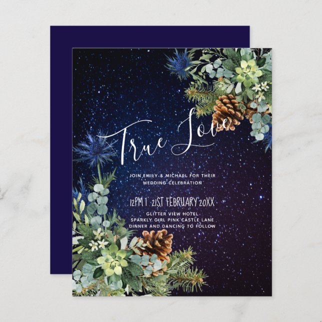 Casamento de Eucalyptus Pine Cones no Orçamento (Frente/Verso)