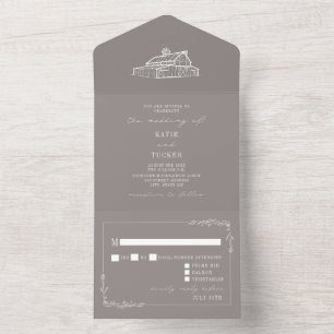 Casamento de Fazenda Cinza Âmbar Rústico de Celeir