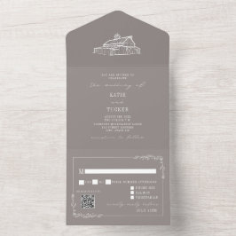 Casamento de Fazendas de QR RSVP de Cinzas Rustica
