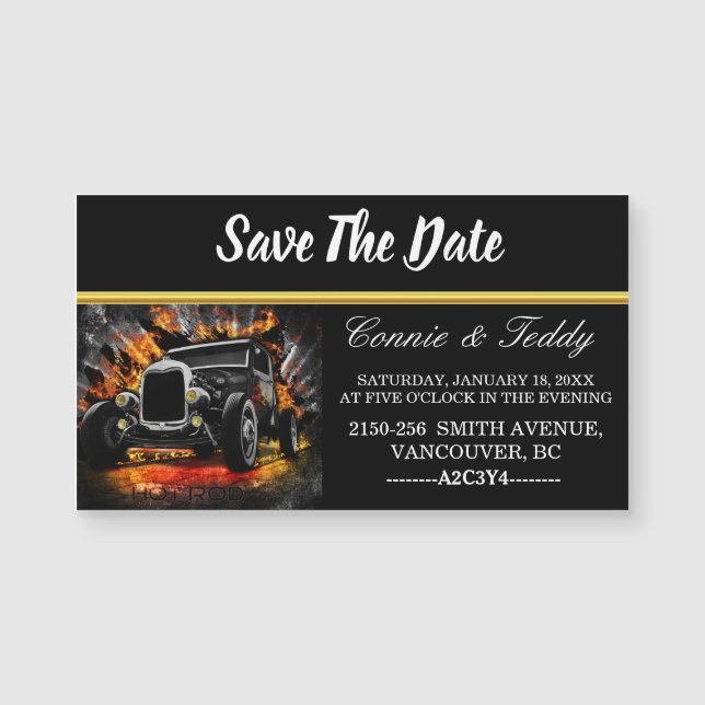 Casamento de festa do Hot Rod Salve a Data (Frente)