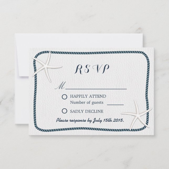 Casamento de Fígado de Fécula e Twine Náutico RSVP (Frente)
