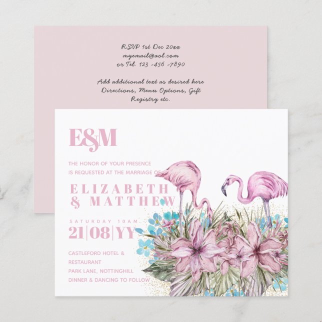 Casamento de Flamingos Tropicais (Frente/Verso)