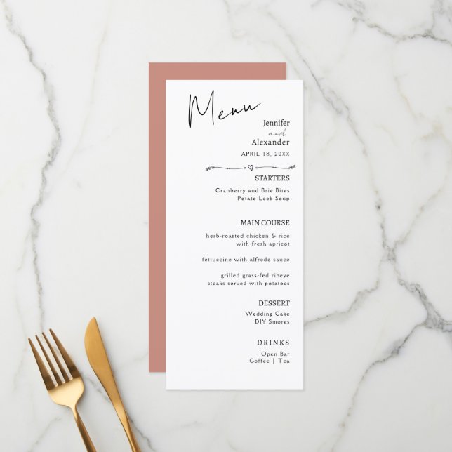 Casamento de Flat Menu Minimalista. (Frente/Verso In Situ)