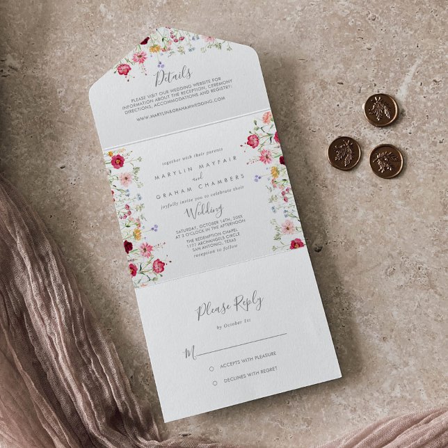 Casamento de Flor Selvagem Multicolorido Simples (Criador carregado)